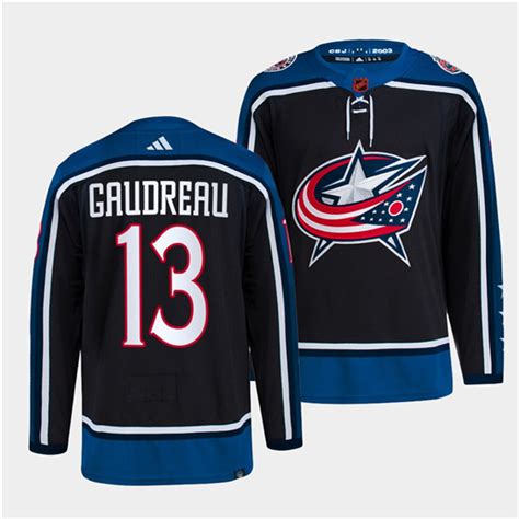 Mens Columbus Blue Jackets 13 Johnny Gaudreau Navy 2022 Reverse Retro