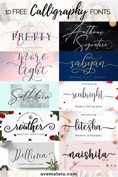 10 FREE Calligraphy Fonts for Creative Projects