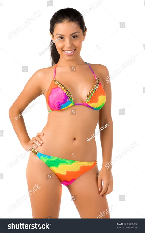 Beautiful Mexican Bikini Model Isolated Over Stock Photo 64808287 Shutterstock