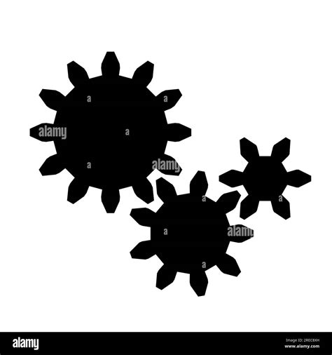 Gears Isolated Icon Three Cogwheels Vector Flat Design Icon