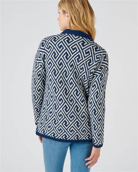 Lange Cardigan In Jacquardtricot Met Grafisch Motief Pull En