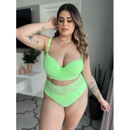 Conjunto De Lingerie Plus Size Carol Green Fresh Dolce Pecado