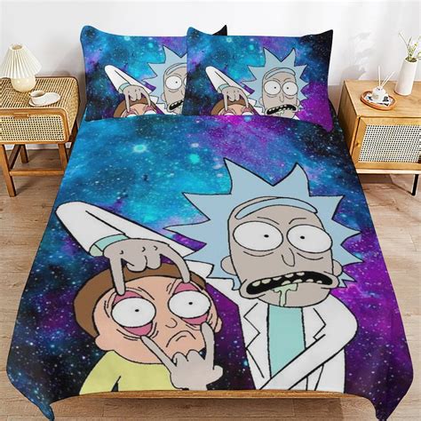 Rick And Morty Bedding Sets Cute Bed Cover Anime Cartoon 3d Printed Lightweight Room Decor Sets