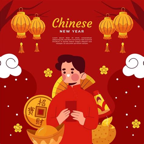 Premium Vector Flat Chinese New Year Illustration