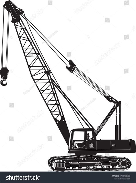 Silhouette Mobile Crane Crawler Heavy Vehicles Stock Vector (Royalty ...