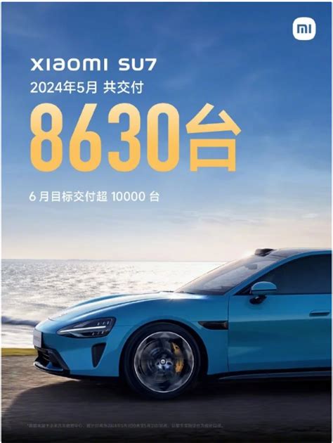 雷军：小米 Su7 车型 5 月交付 8630 辆，6月冲刺万辆目标 叮当号