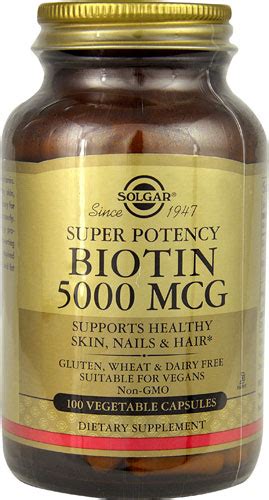Solgar Biotin -- 5000 mcg - 100 Vegetable Capsules - Vitacost