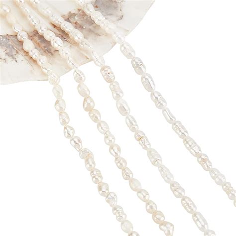 NBEADS 2 Strands White Freshwater Pearls For Jewelry Making Small