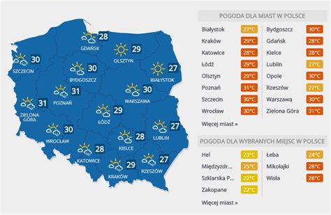 Będzie upalnie IMGW ostrzega też przed burzami z gradem Pogoda w