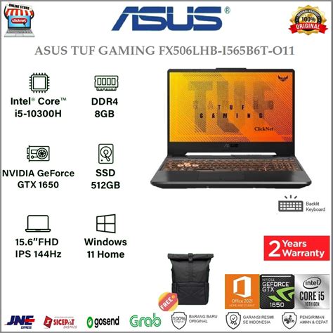 Jual Asus Tuf Fx506lhb I565b6t O11 I5 10300h 8gb 512gb Ssd Gtx1650 4gb W11 Ohs Shopee Indonesia