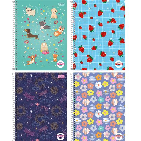 Cadernos De 16 Matérias - Caderno espiral 16 matérias pepper feminino 256 folhas Tilibra ...