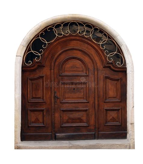 Bela E Antiga Porta De Madeira Isolada Em Branco Foto De Stock Imagem