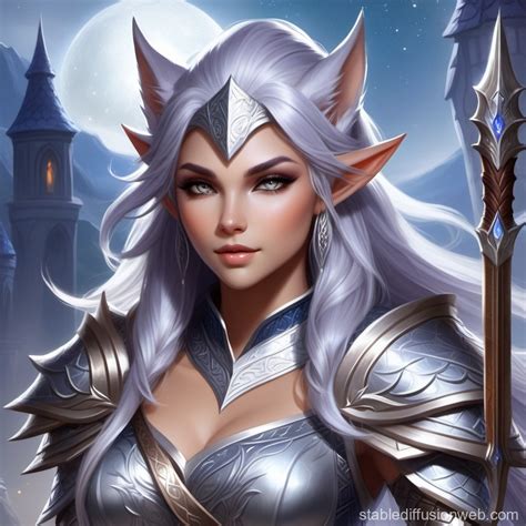 Grey Skinned Elf Women In Chainmail Armor Stable Diffusion Online