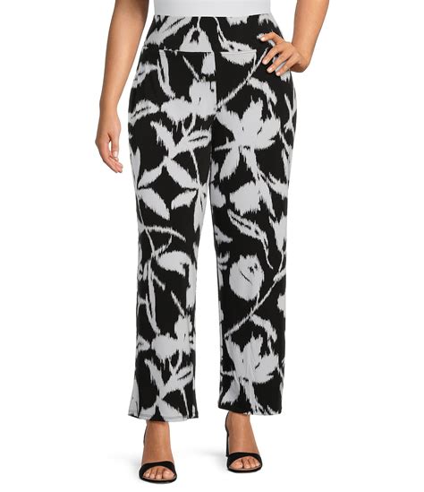 Slim Factor By Investments Plus Size Ikat Floral Wide Elastic Waist Knit Pants Dillard S