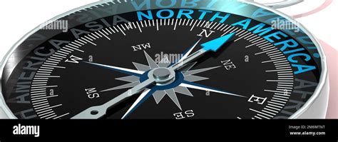 Compass Needle Pointing To Word North America Stock Photo Alamy