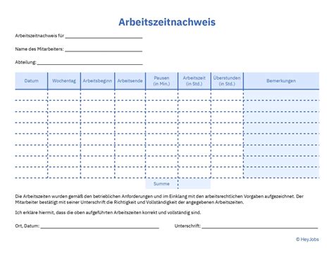 Arbeitszeitnachweis Vorlage Anleitung Tipps