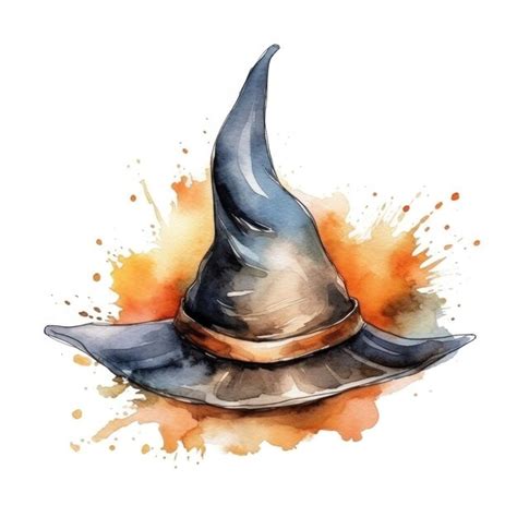 Premium AI Image | a drawing of a witch hat with a black hat on it