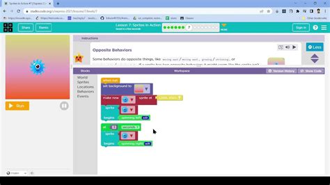 L7 7 Code Org Express 2021 Lesson 7 Sprites In Action Level 7