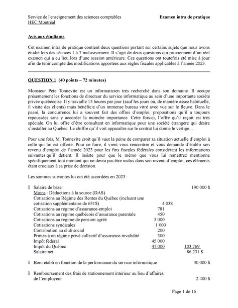 Examen Intra De Pratique Il Sagit De Deux Questions Qui Proviennent