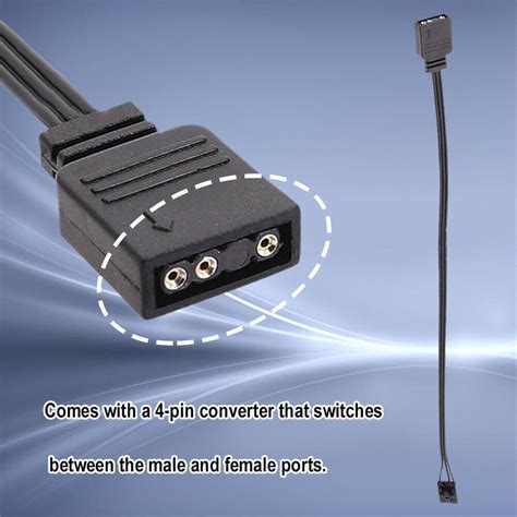 4 Pin RGB to Standard ARGB 5V 3 Pin Connector w/ C GX Adapter For Cors ...