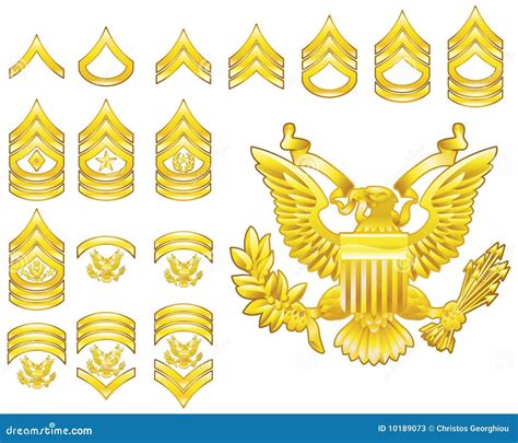 American Army Enlisted Rank Insignia Icons Stock Vector - Illustration ...