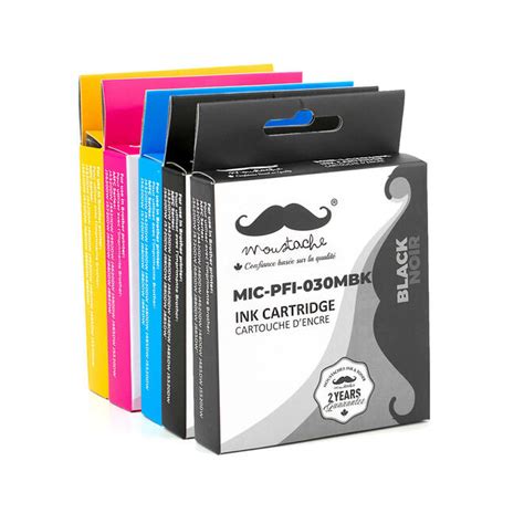 Canon PFI 030 Compatible Ink Cartridge Combo MBK BK C M Y Moustache