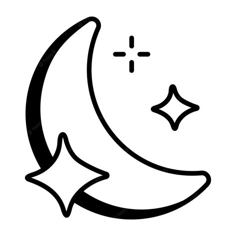 Premium Vector A Black And White Illustration Of A Crescent Moon With