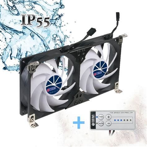 Titan- 12V DC IP55 Waterproof Double Rack Mount Ventilation Cooling Fan ...