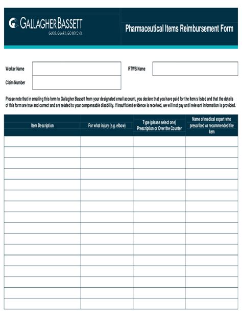 Fillable Online Medical Pharmaceutical Items Reimbursement Form Fax