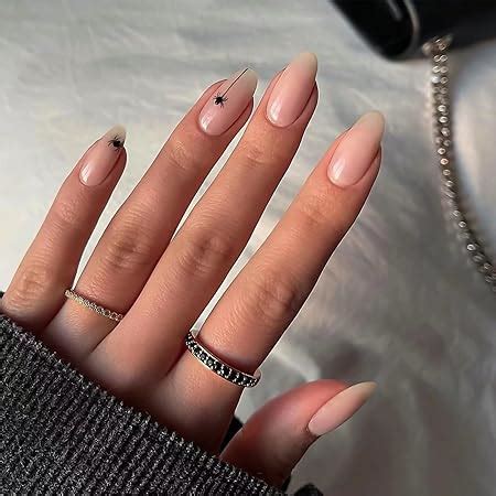 Amazon YOSOMK Nude Press On Nails Almond Shaped Fake Nails Medium Glossy Stick On Nails