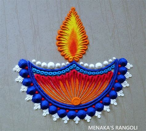 Diya Rangoli Design For Diwali | Easy Diya Rangoli For Deepavali | Easy ...