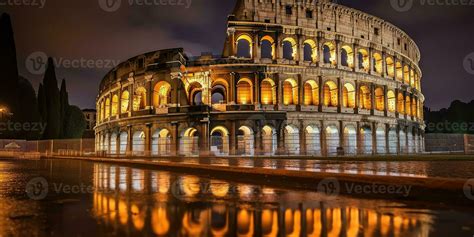 Coliseum at night. Rome - Italy ,Generative AI 28532570 Stock Photo at ...