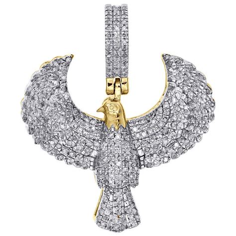 10K Yellow Gold Over Diamond US Flying Eagle Pendant Unisex Charm 0 63