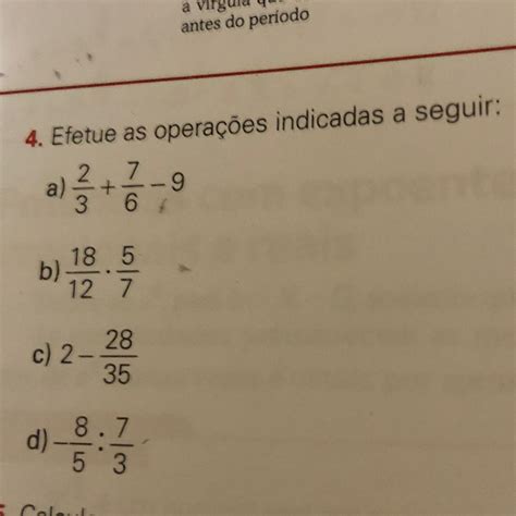 Efetue As Opera Es Indicadas A Seguir Brainly Br