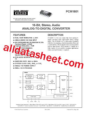 PCM1801U Datasheet PDF Burr Brown TI