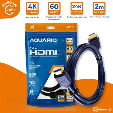 Qual O Melhor Cabo Hdmi Para Tv 4k - Cabo Hdmi 4K Gold 2.0 Ultra HD HDR 4K/120Hz 1,2,3 ou 5 Metros Para Tv ...