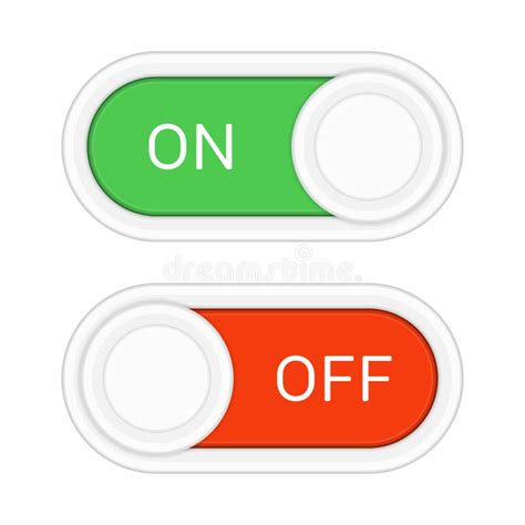 On And Off Slider Buttons Red And Green Switch Interface Buttons Stock