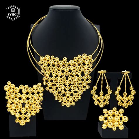 24k Gold Plated Luxury Jewelry Set Gold Earrings Women 24k Real Gold 24k Design Aliexpress