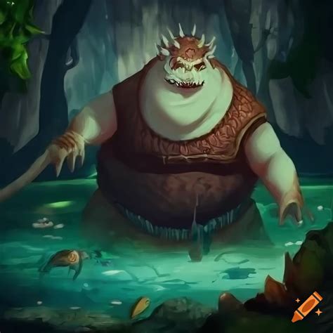 Sneaky Fat Kobold King In A Fantasy Grotto In Magic The Gathering Art