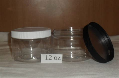 12 OZ Clear Round Wide Mouth Plastic Jars W Cap U Pick Etsy