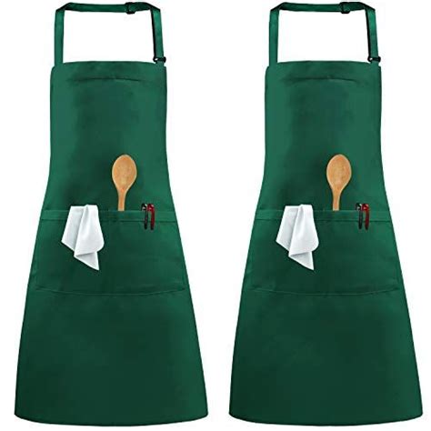 Auranso 2 Pack Aprons, Adjustable Neck Chef Apron with 2 Pockets ...