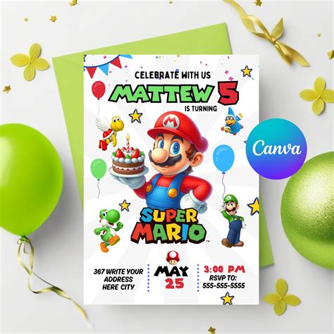 Mario Bros Invitation Super Mario Birthday Invitation Super Brothers