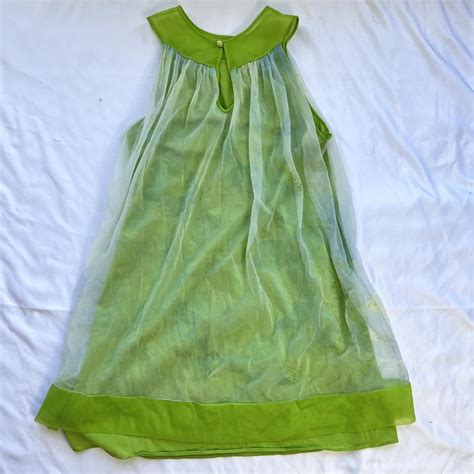 Vintage 70s Green Babydoll Lingerie Slip Vintage Depop