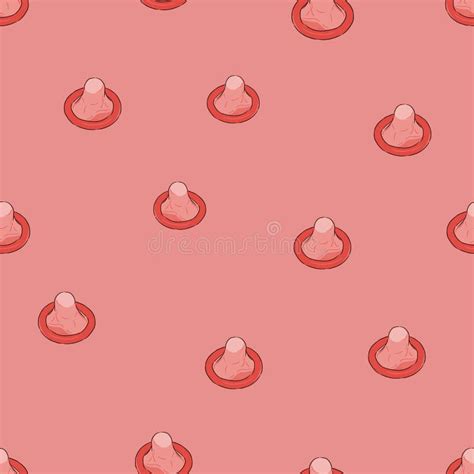 Seamless Doodle Pattern Condom Vector Illustration Stock Vector