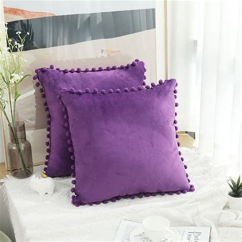 Pom Pom Velvet Cushion Covers Soft Throw Pillow Cases Sofa Car Bed Home