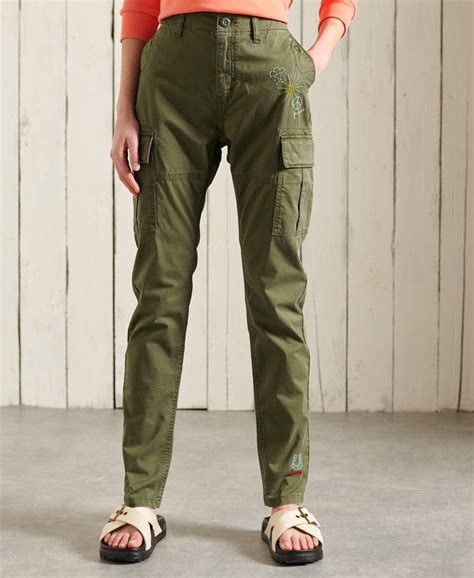 Womens Slim Cargo Pants In Burnt Olive Superdry Uk