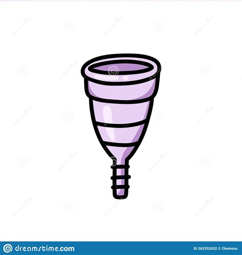 Menstrual Cup Doodle Icon Vector Color Line Illustration Stock Vector