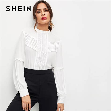 Aliexpress Buy Shein White Elegant Office Lady Lace Applique