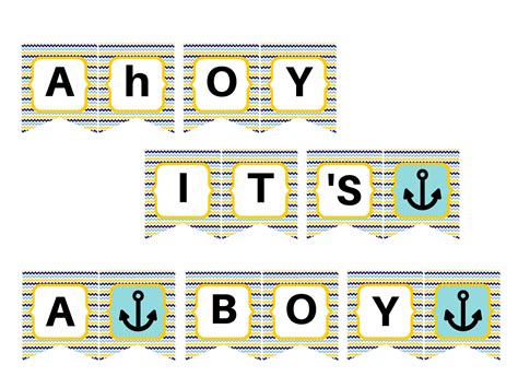 Ahoy It's a Boy Banner Yellow Blue - Magical Printable