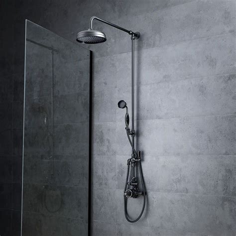 Milano Elizabeth Black Traditional Twin Exposed Thermostatic Shower